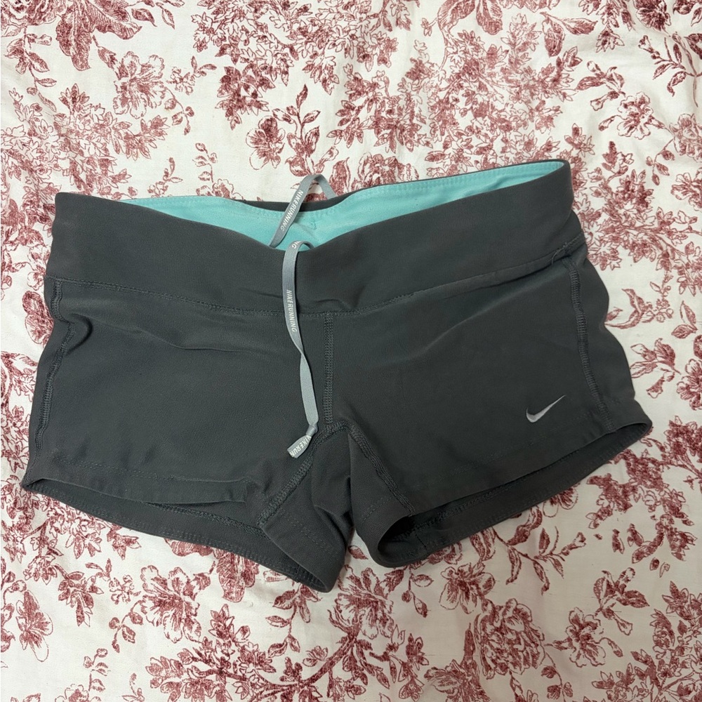 Nike Women's Charcoal and Teal Athletic Shorts